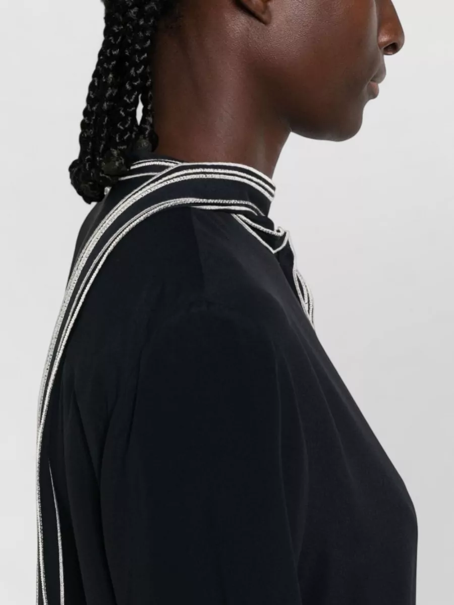Fabiana Filippi Silk Blend High Neck Long Sleeve Blouse