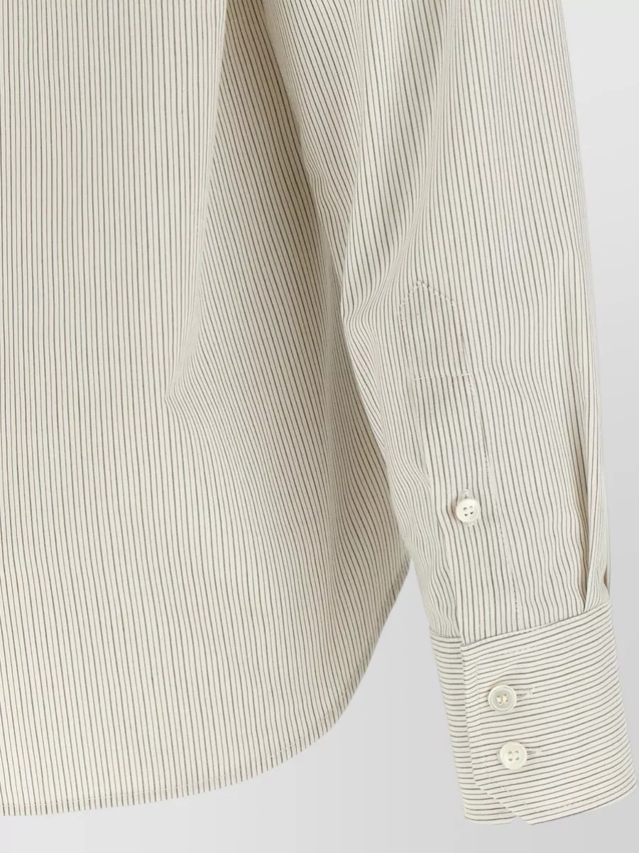 Mm6 Maison Margiela Striped Cotton Relaxed-Fit Collarless Shirt