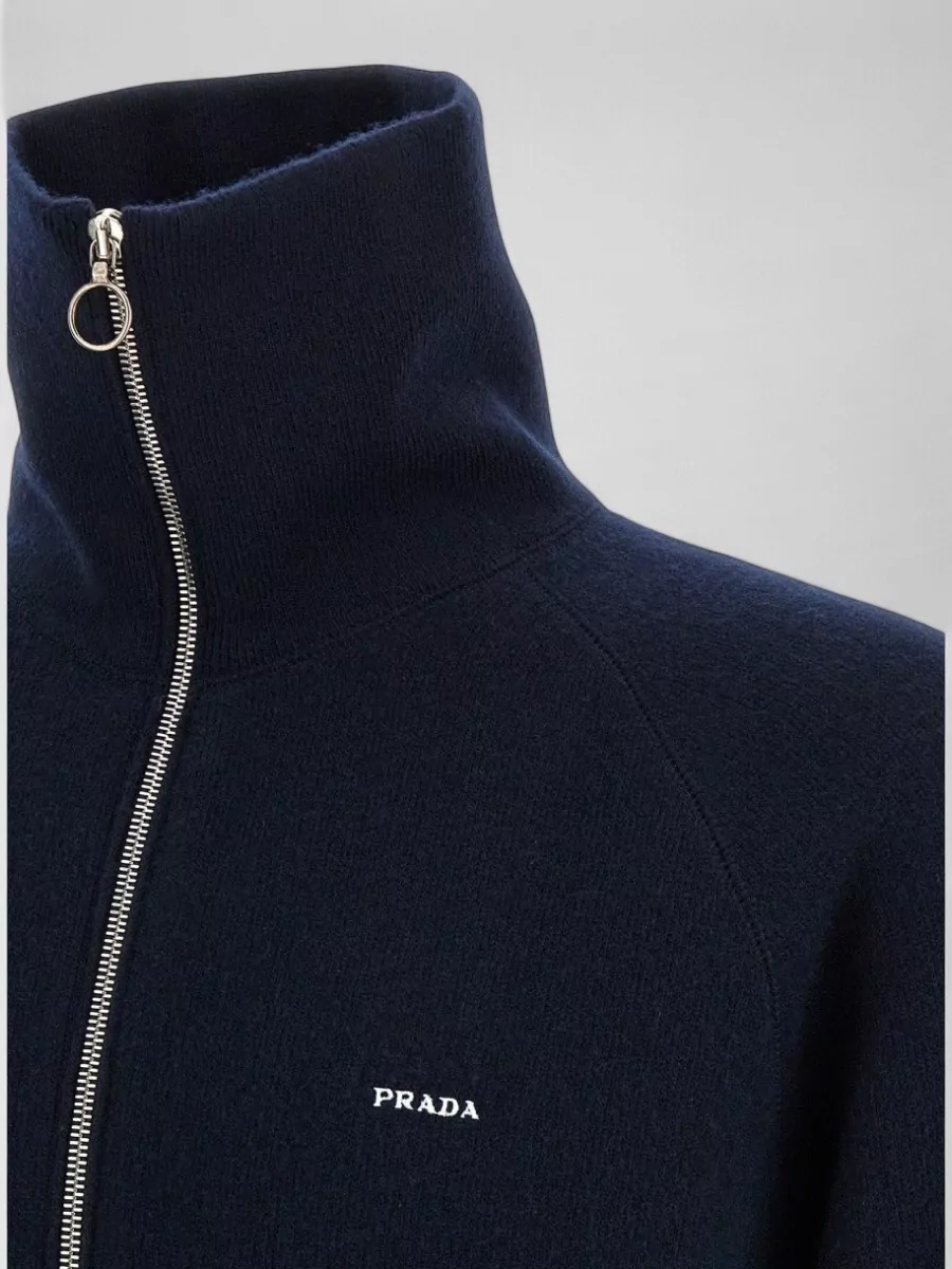 Prada Cashmere Wool Half-Zip Oversized Jumper