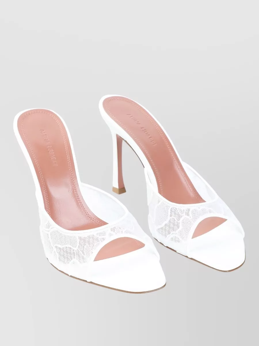 Amina Muaddi Leather Lace Mules