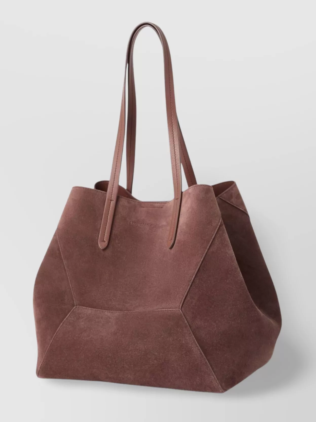 Brunello Cucinelli Folded Geometric Suede Tote Bag