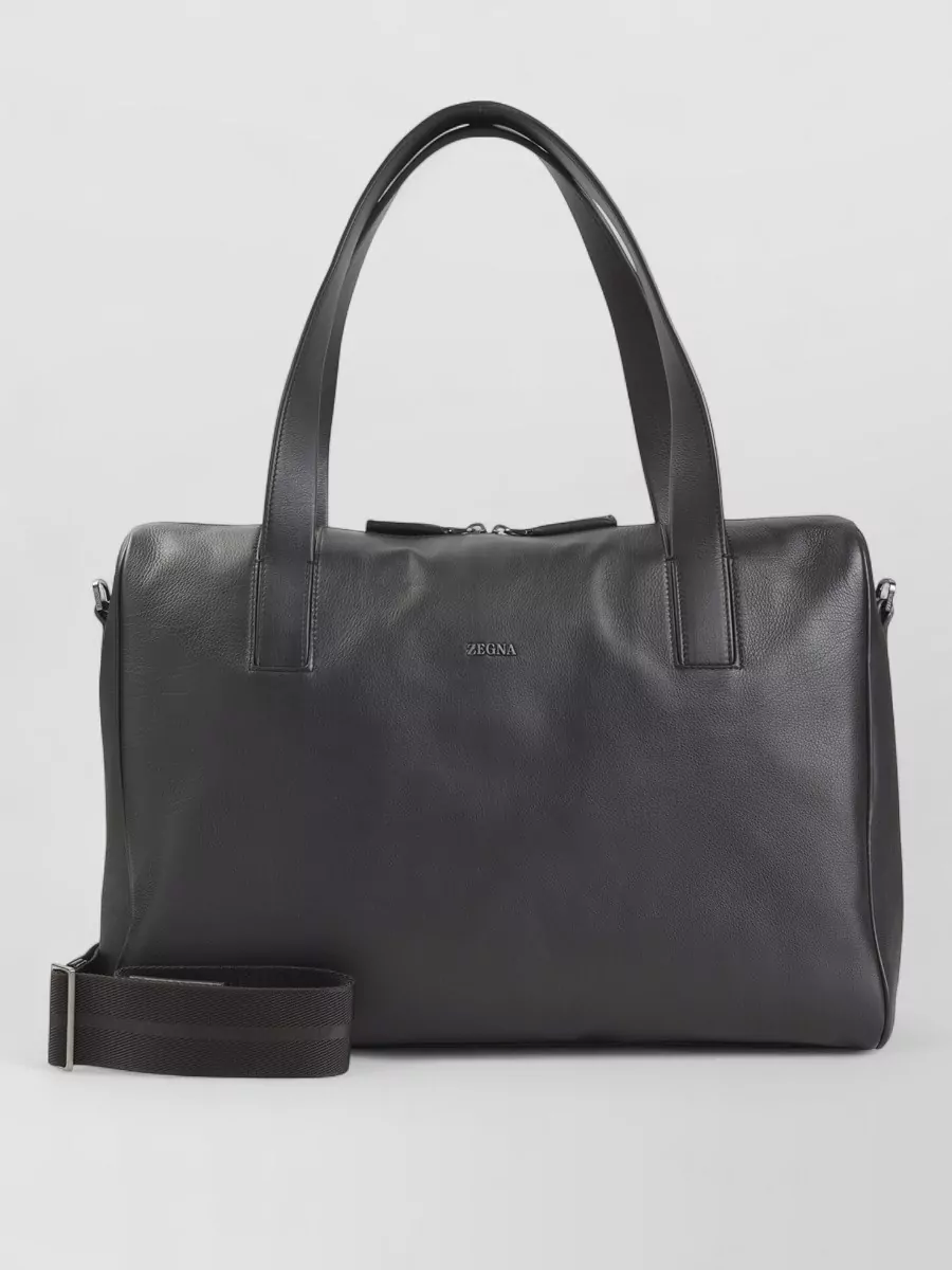 Zegna Calf Leather Travel Bag