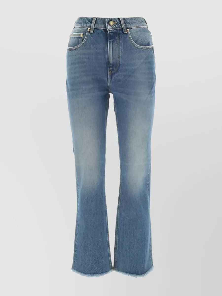 Shop Golden Goose Distressed Denim Cropped Jeans In Blue