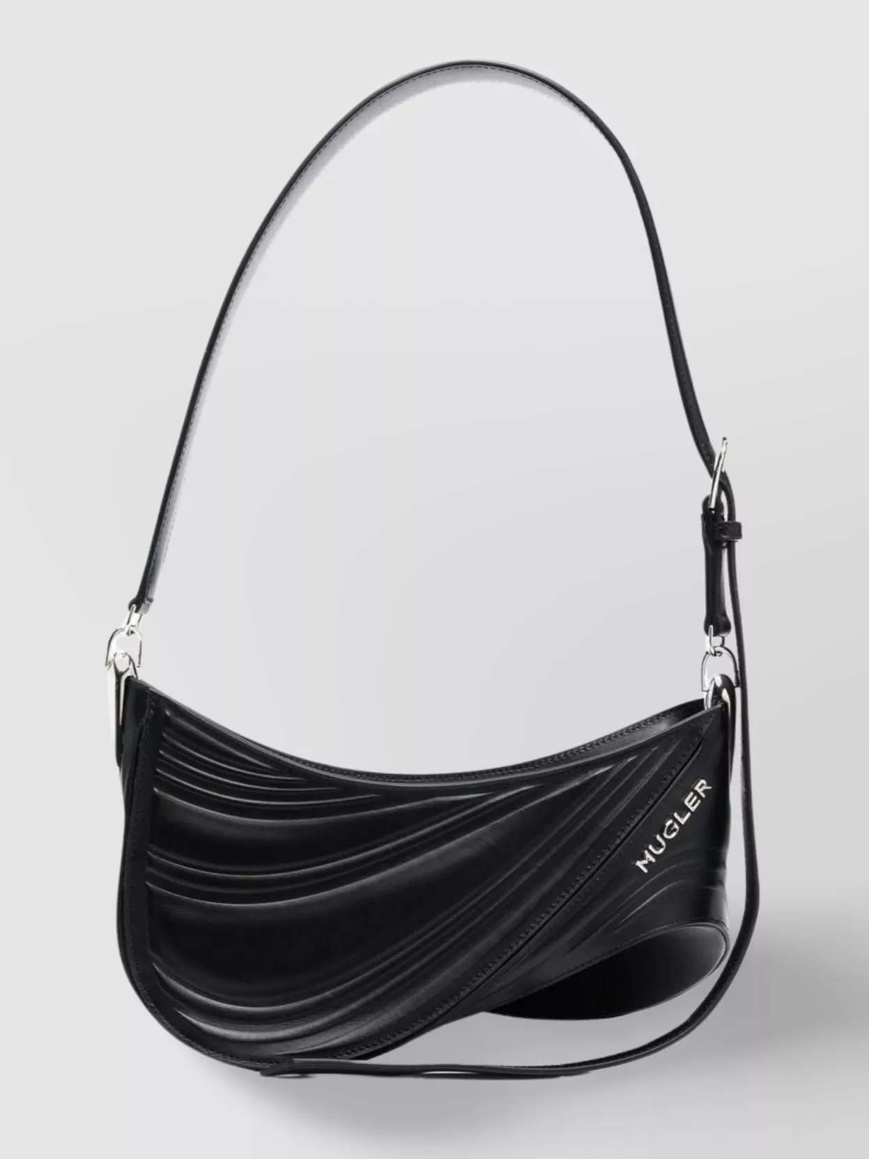 Shop Mugler Spiral Curve 01 Embossed Crossbody Bag In Black