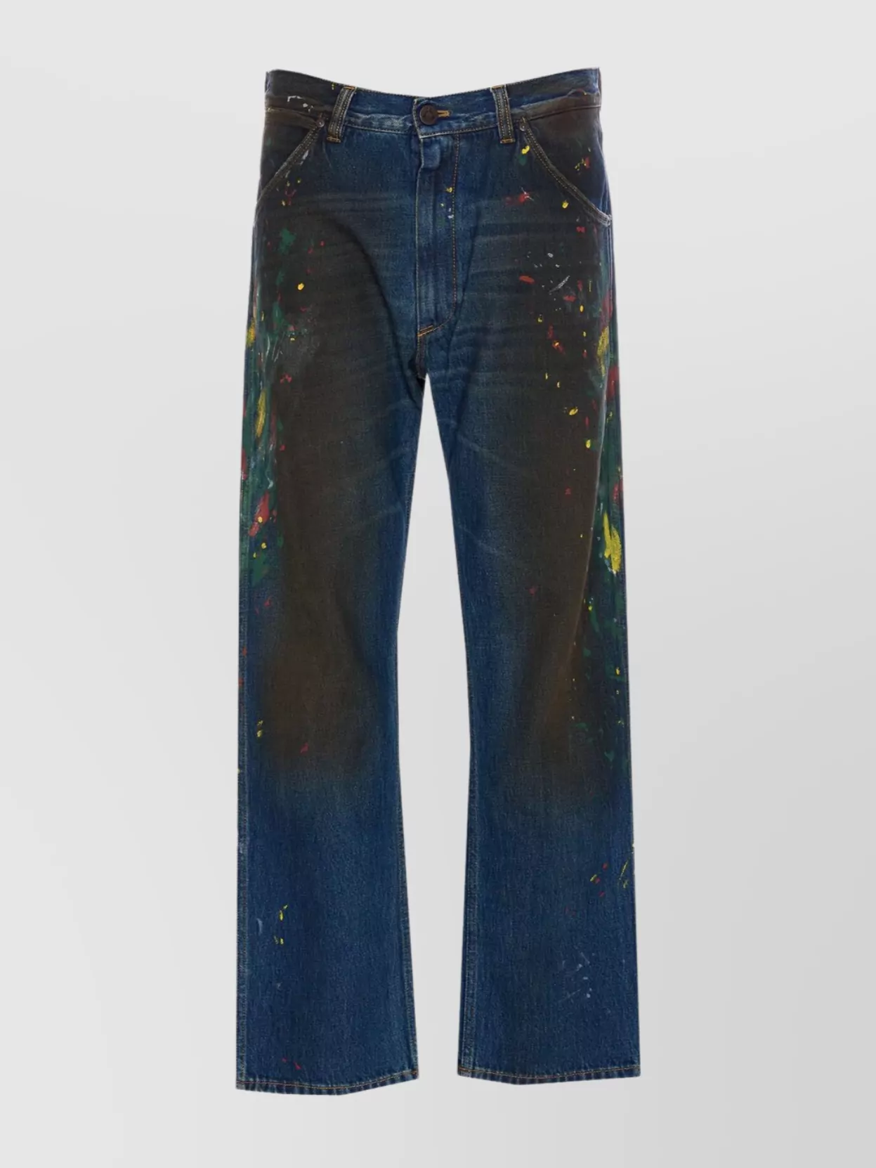 Vivienne Westwood Straight Leg Painted Jeans With Paint Splatter