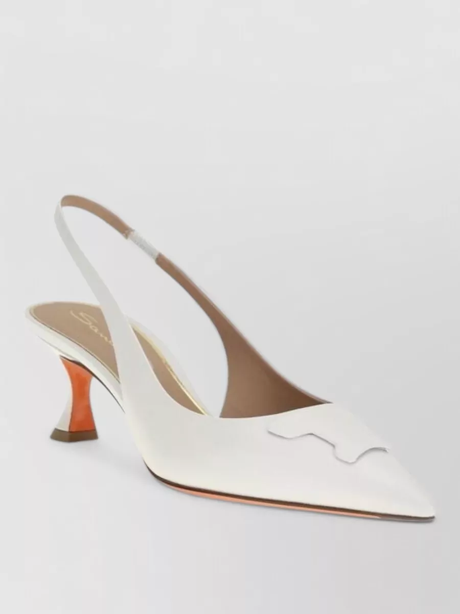 Santoni leather slingback mid heel pumps