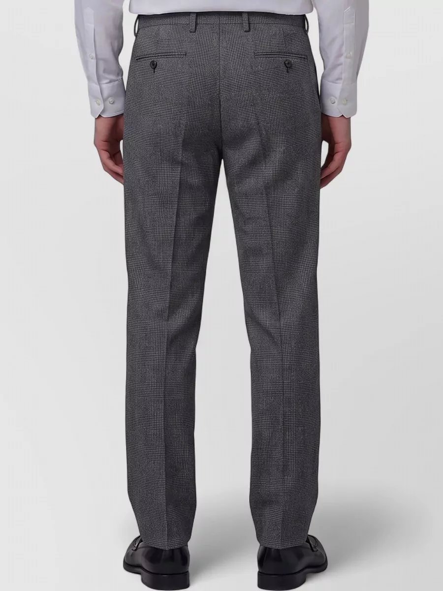 Lardini Prince Of Wales Check Virgin Wool Mid-Rise Wide-Leg Tailored Trousers
