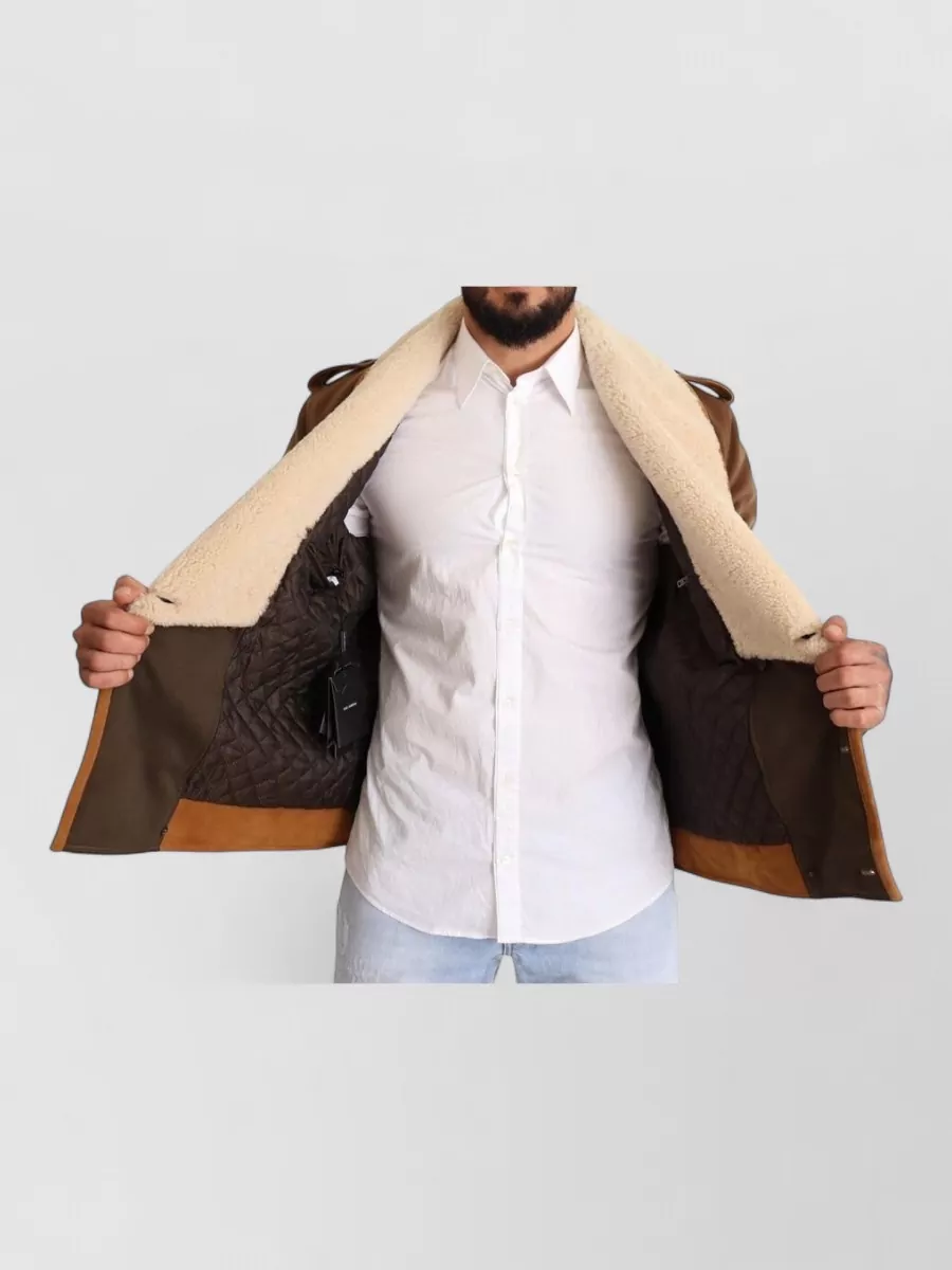 Dolce&Gabbana Wool Cashmere Shearling Double Breasted Coat
