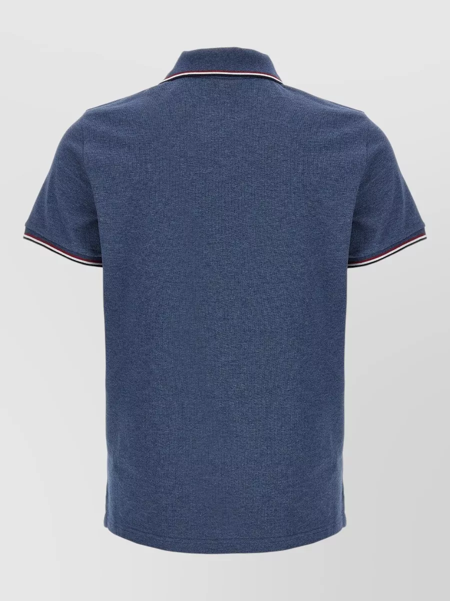 Moncler Polo Shirt Tricolor Detail Short Sleeves Collar