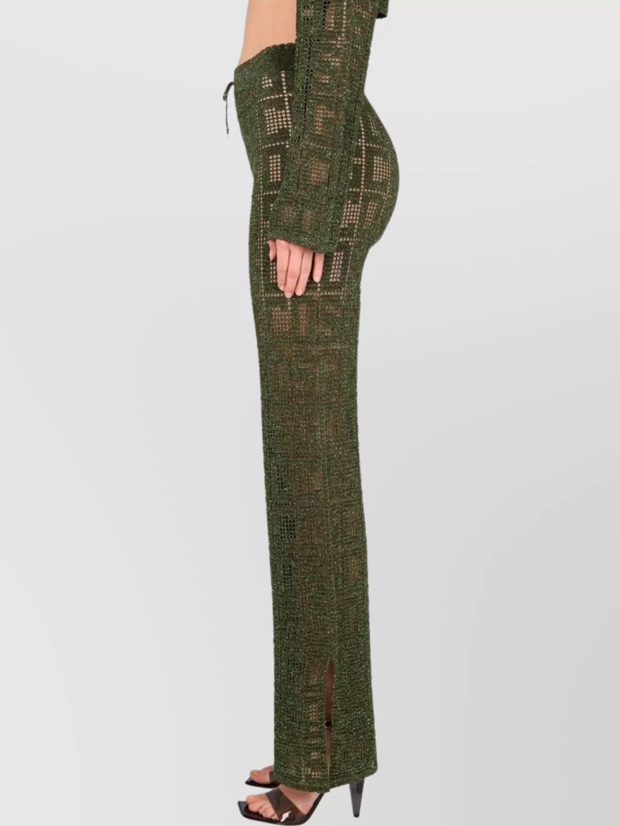GCDS GEOMETRIC DRAWSTRING WAIST SHEER PANTS