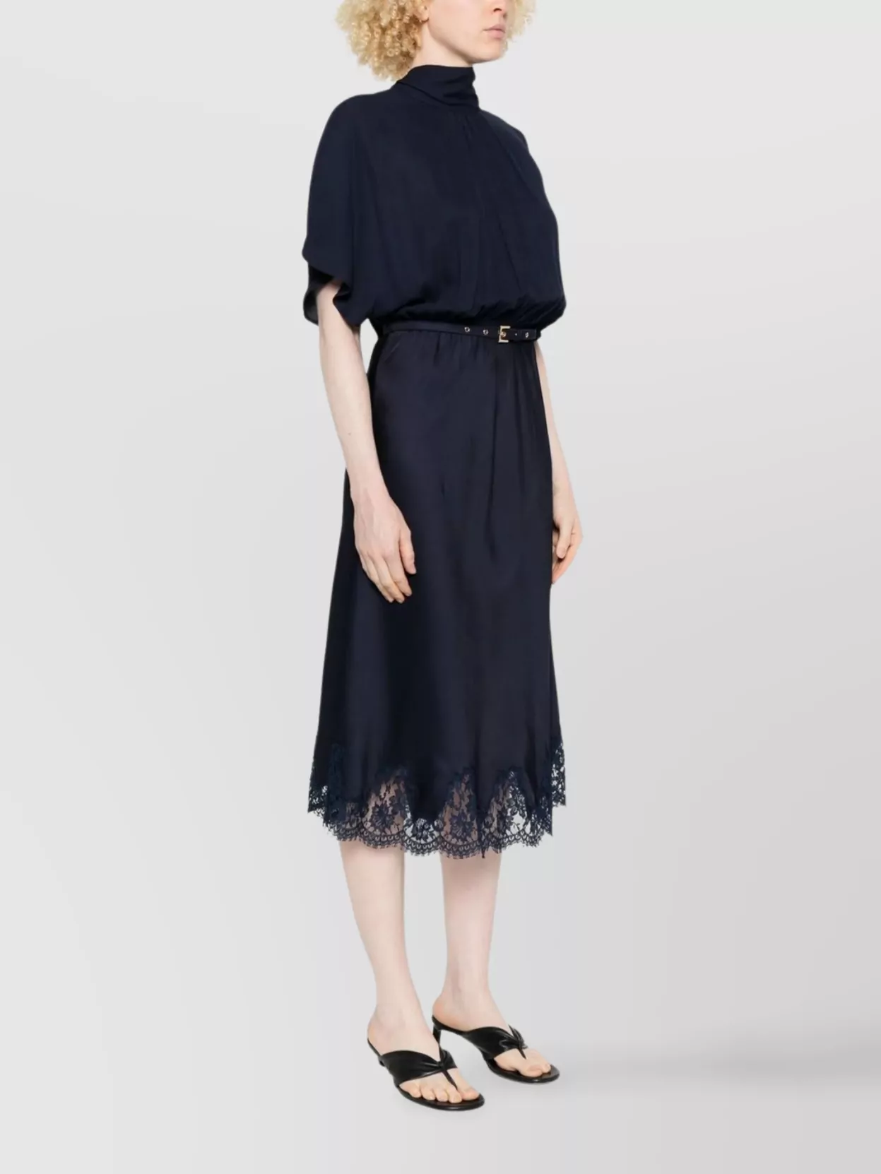 Ermanno Firenze Dress With Bow And Lace Hem