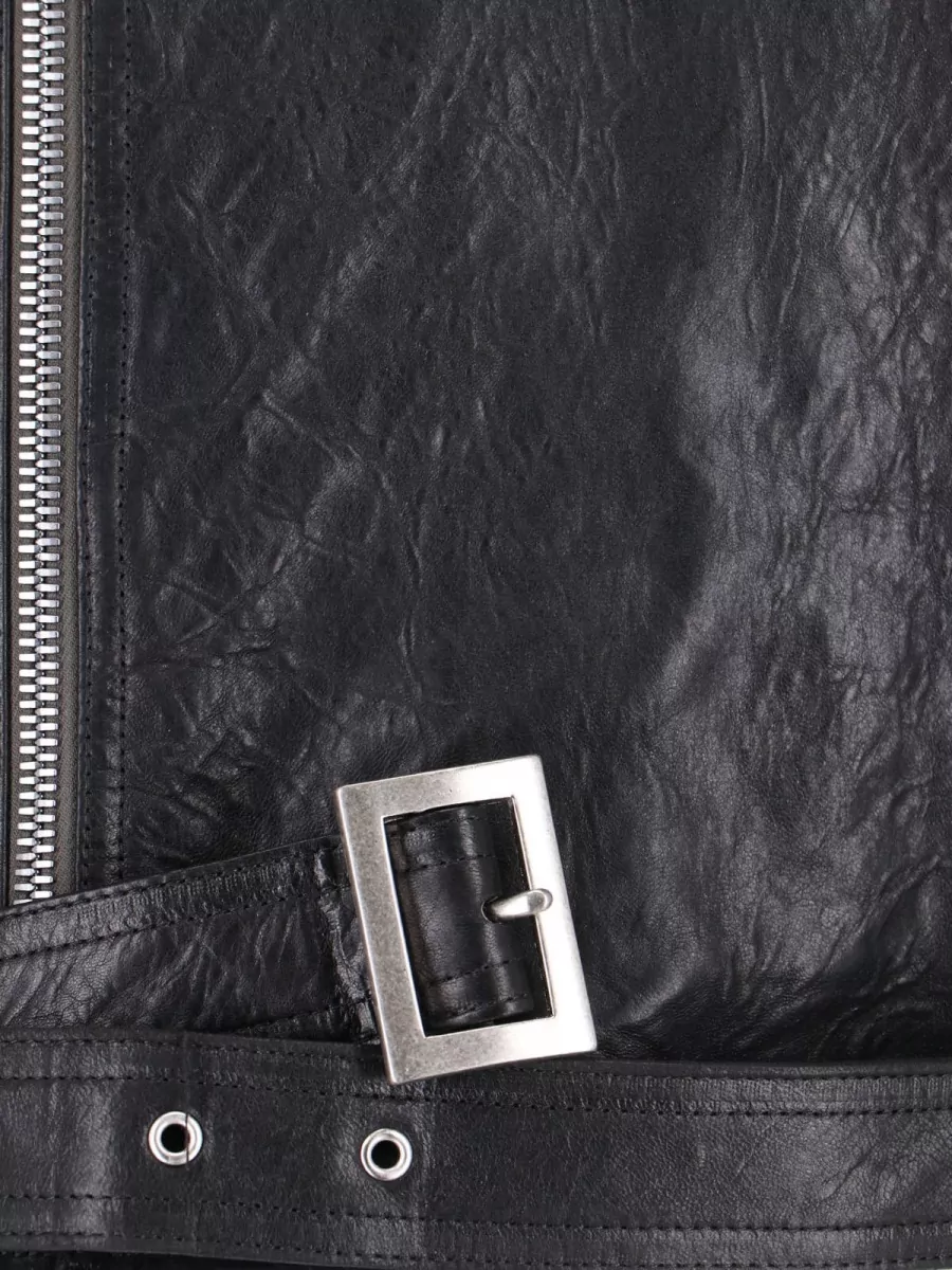 Rick Owens Leather Asymmetric Zip Biker Jacket