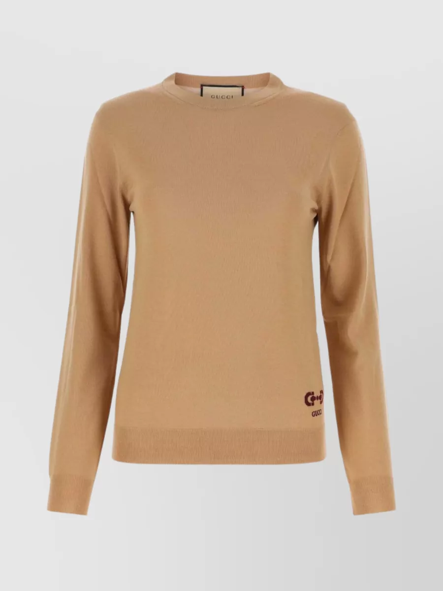 Shop Gucci Versatile Ribbed Crew Sweater In Cream