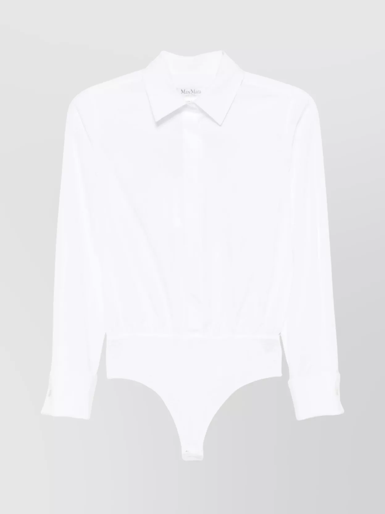 Max Mara Fitted Waist Long Sleeve Top With Collar In White