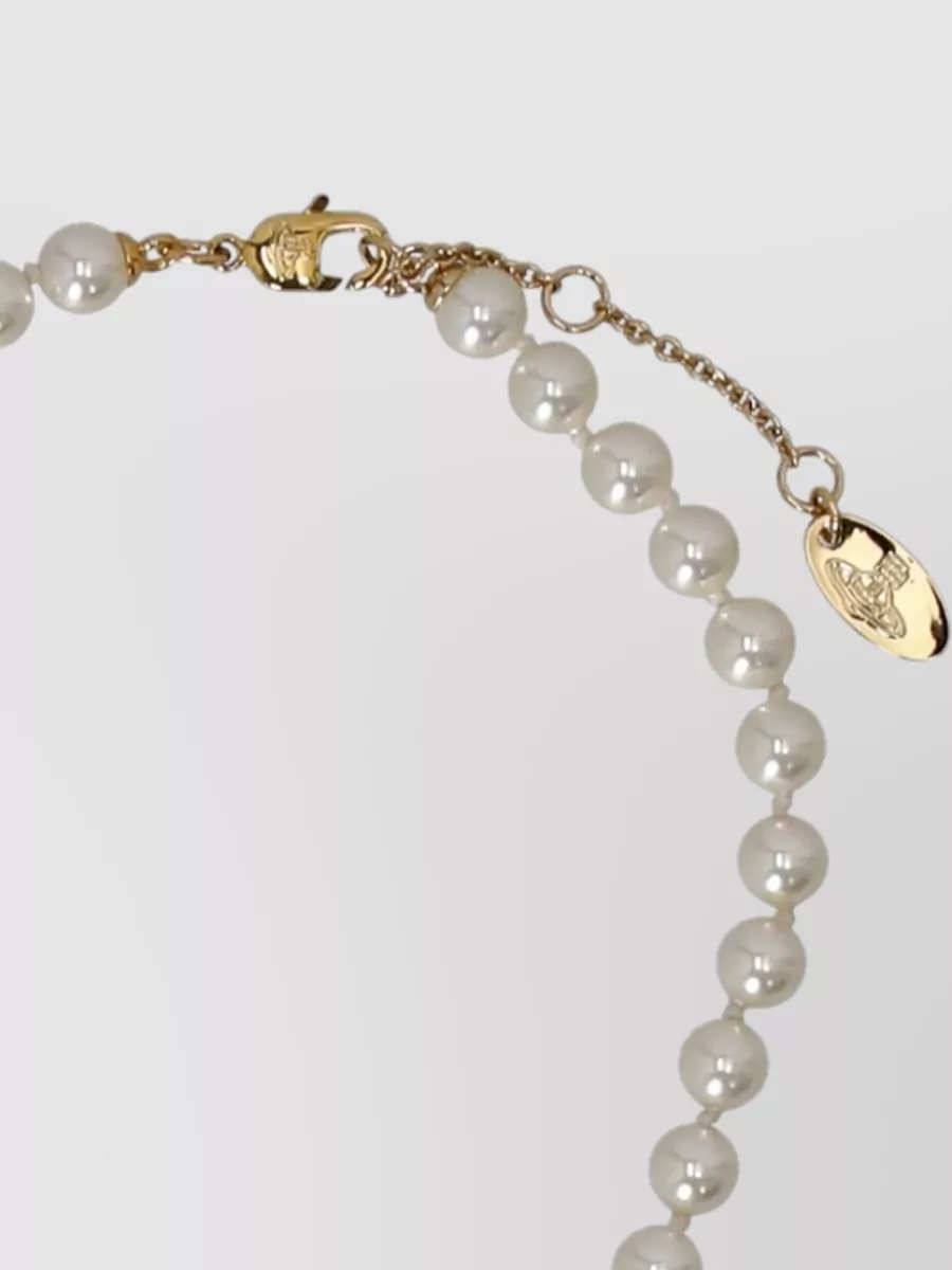 Vivienne Westwood Pearl Bead Necklace Adjustable Length Orb Pendant