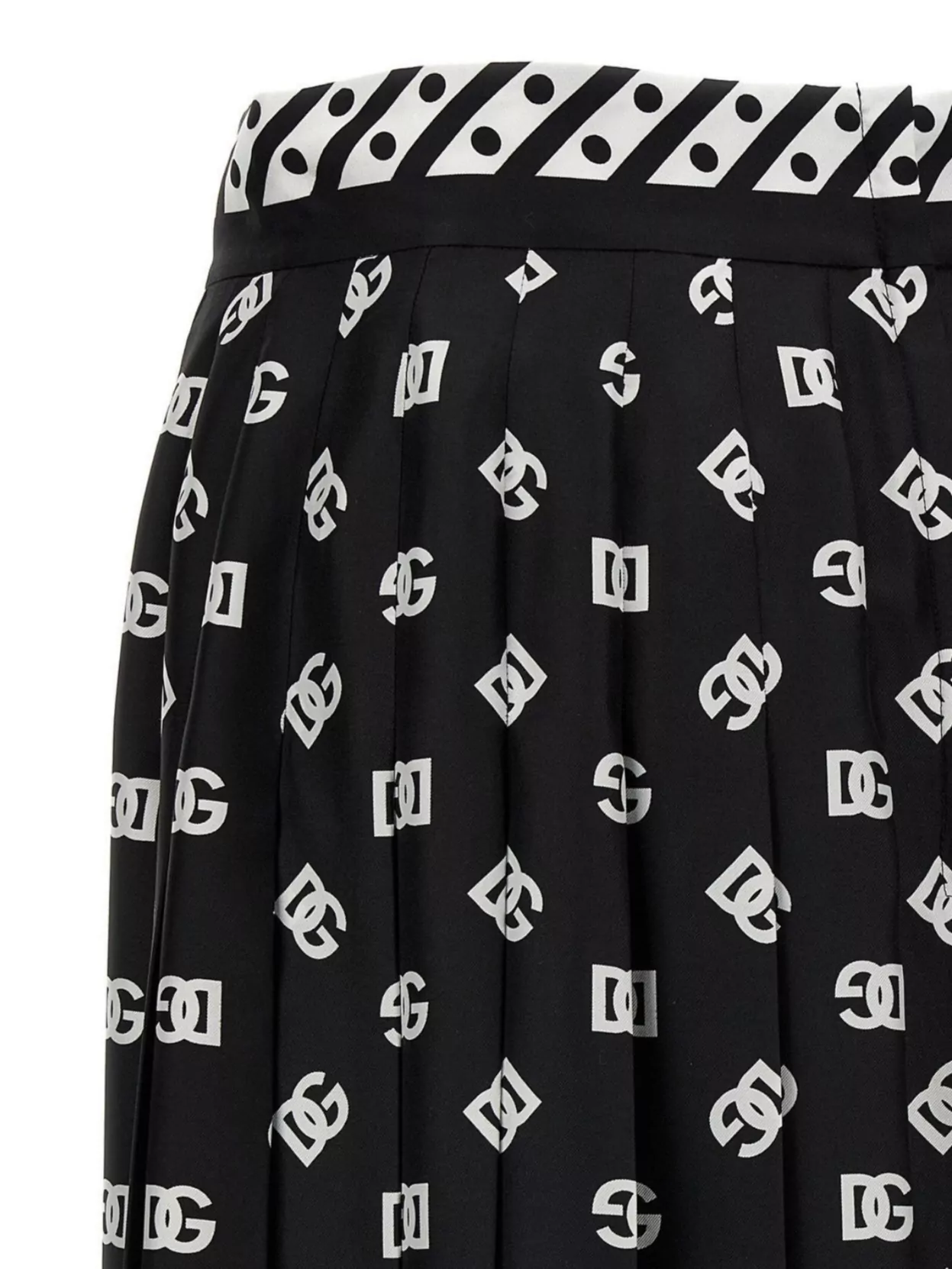 Dolce & Gabbana Pleated High-waisted Midi Skirt With Geometric Pattern
