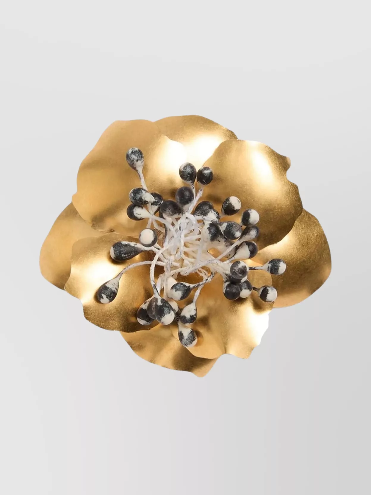 Valentino Small Floral Brooch Metallic Finish In Gold