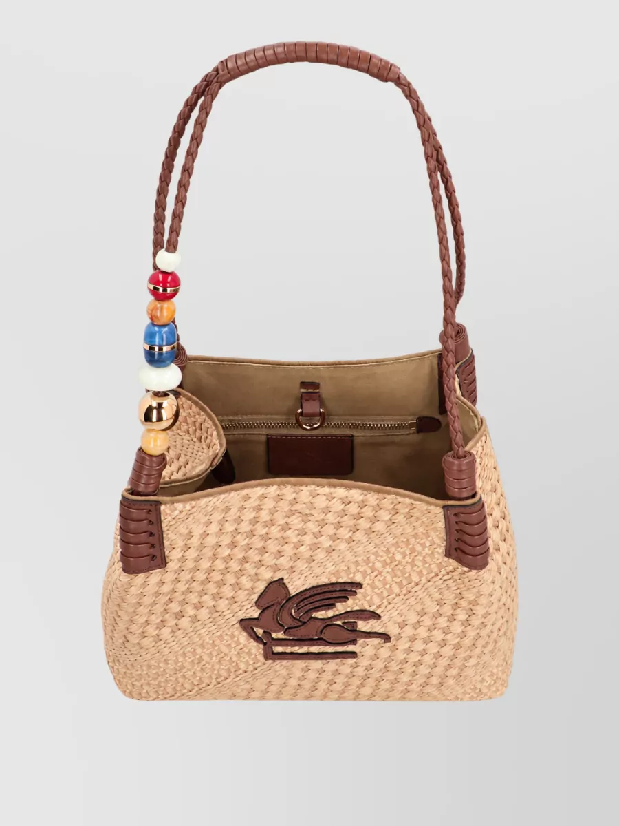 Etro Small Raffia Beach Bag