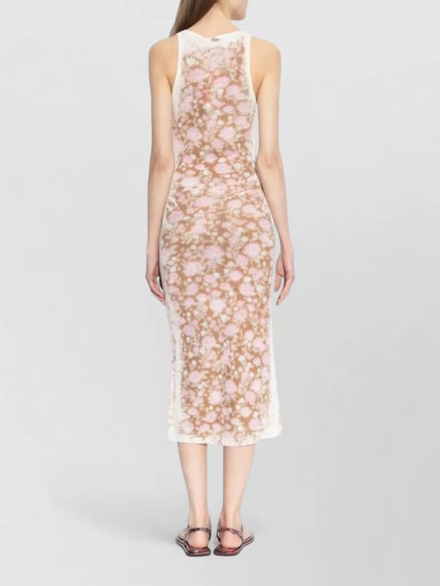 Diesel Linen Ribbed Sleeveless V-Neck Midi Dress
