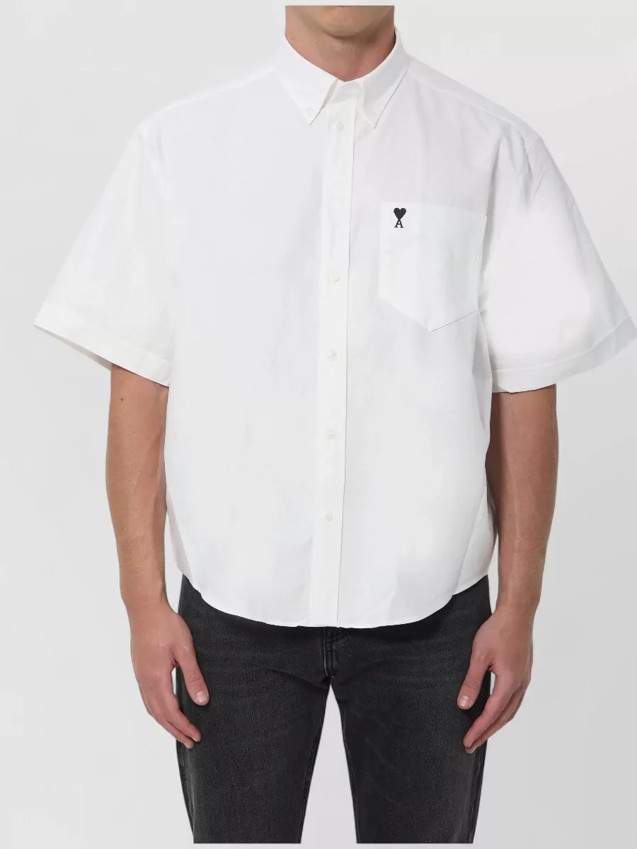 Ami Paris Cotton Boxy Short-Sleeve Shirt