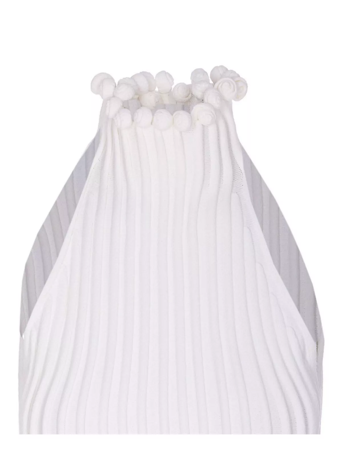 Alaïa High Neck Sleeveless Halter Top With Pom-pom In White