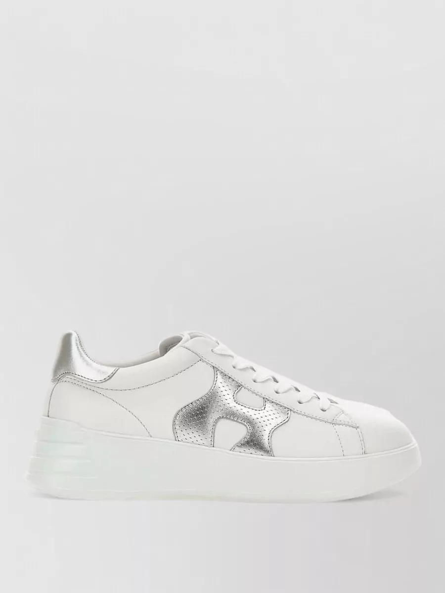 Hogan Lace Up Shoes Round Toe Metallic Accents