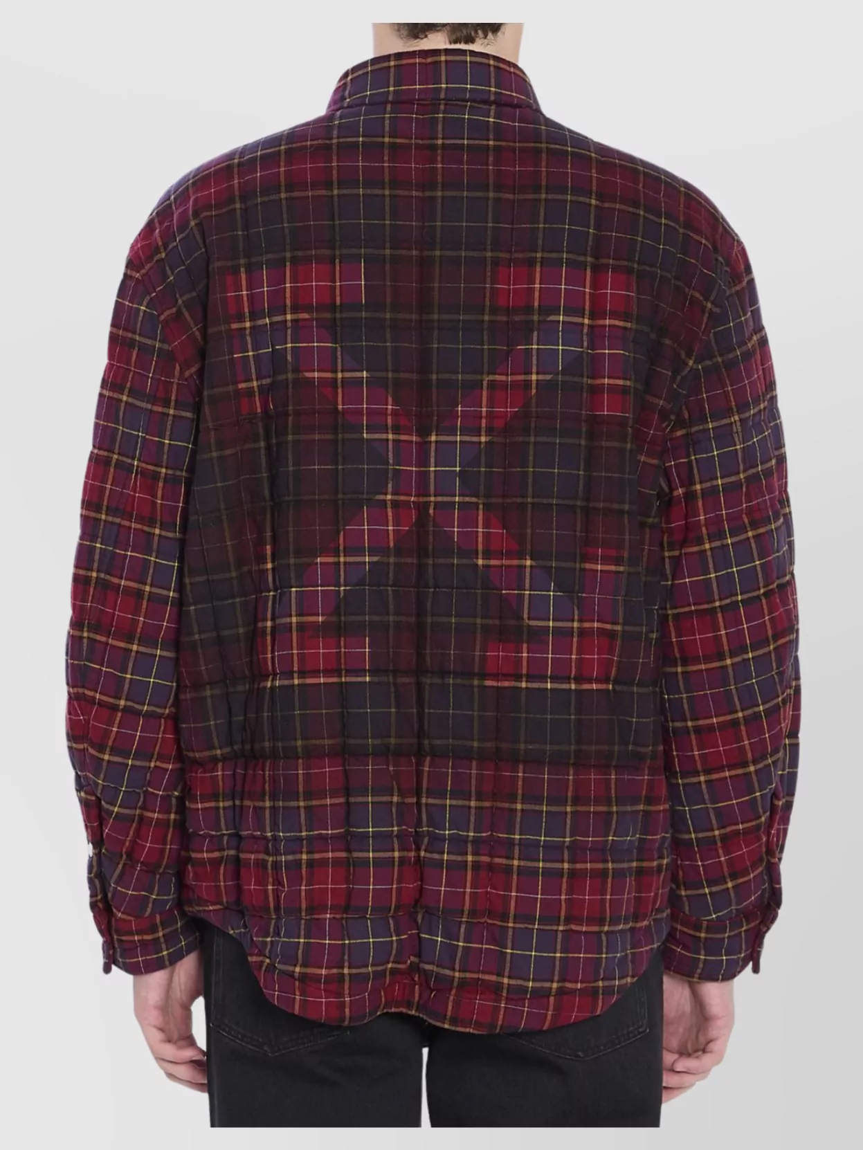 Off-White Overshirt With All-Over Check Pattern