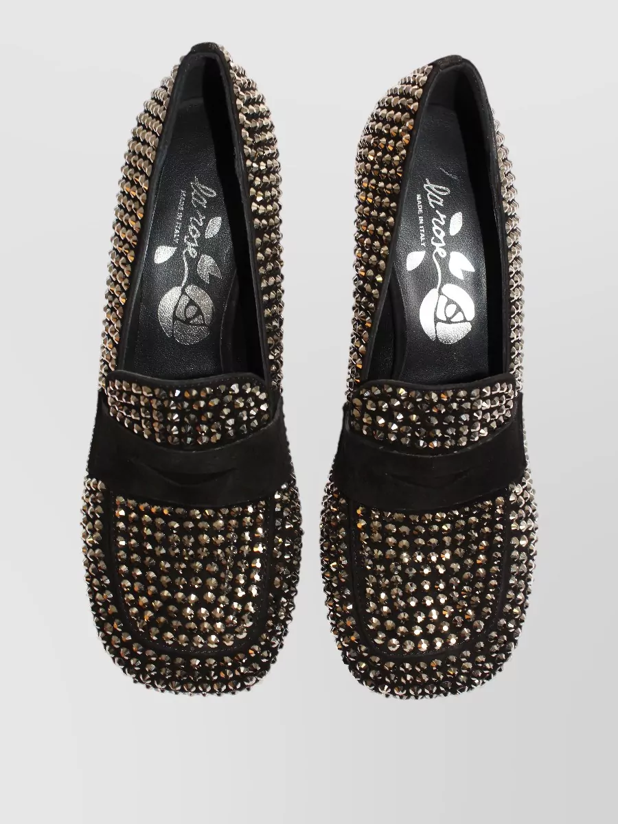 La Rose Crystal-Embellished Heeled Loafers