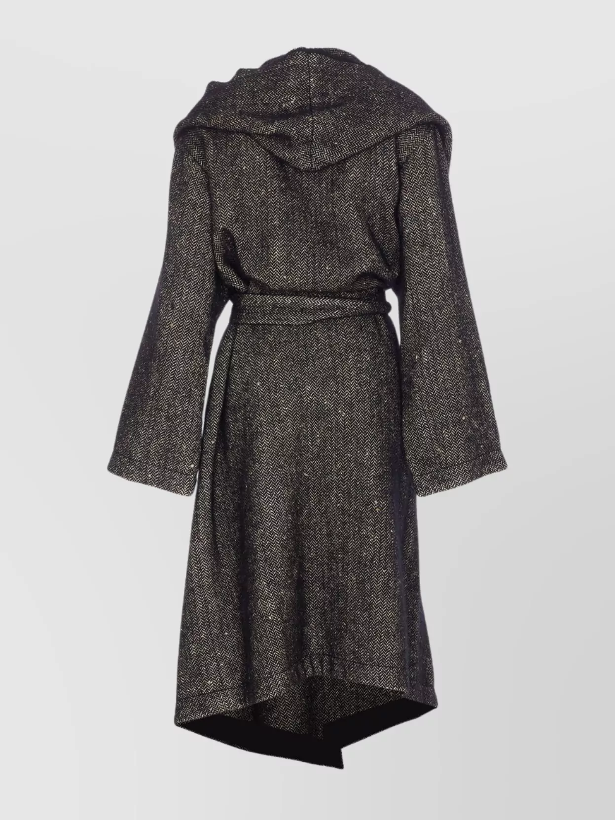 Uma Wang Hooded Coat With Belted Waist And Pockets In Multi