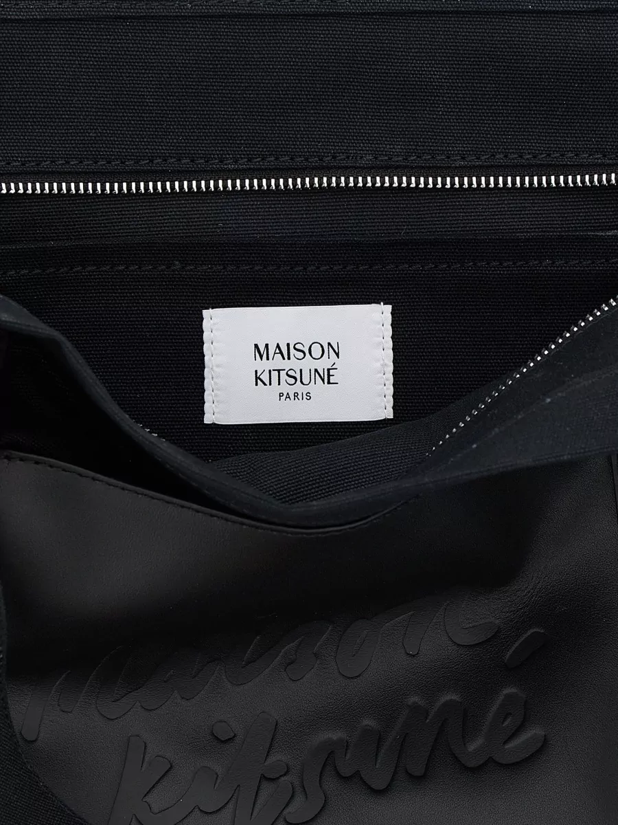 Maison Kitsuné Canvas Leather Panel Tote Bag