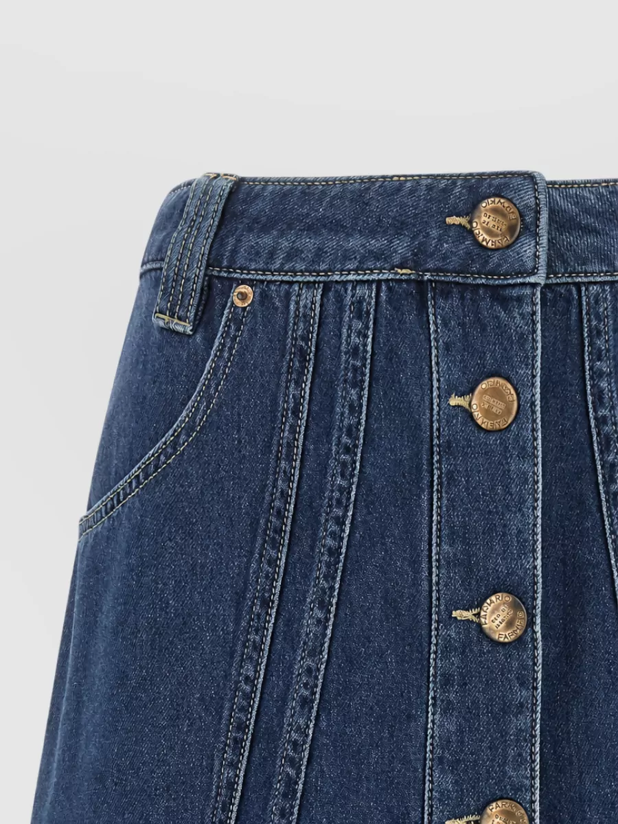 Farm Rio Denim Ruffled Mini Skirt