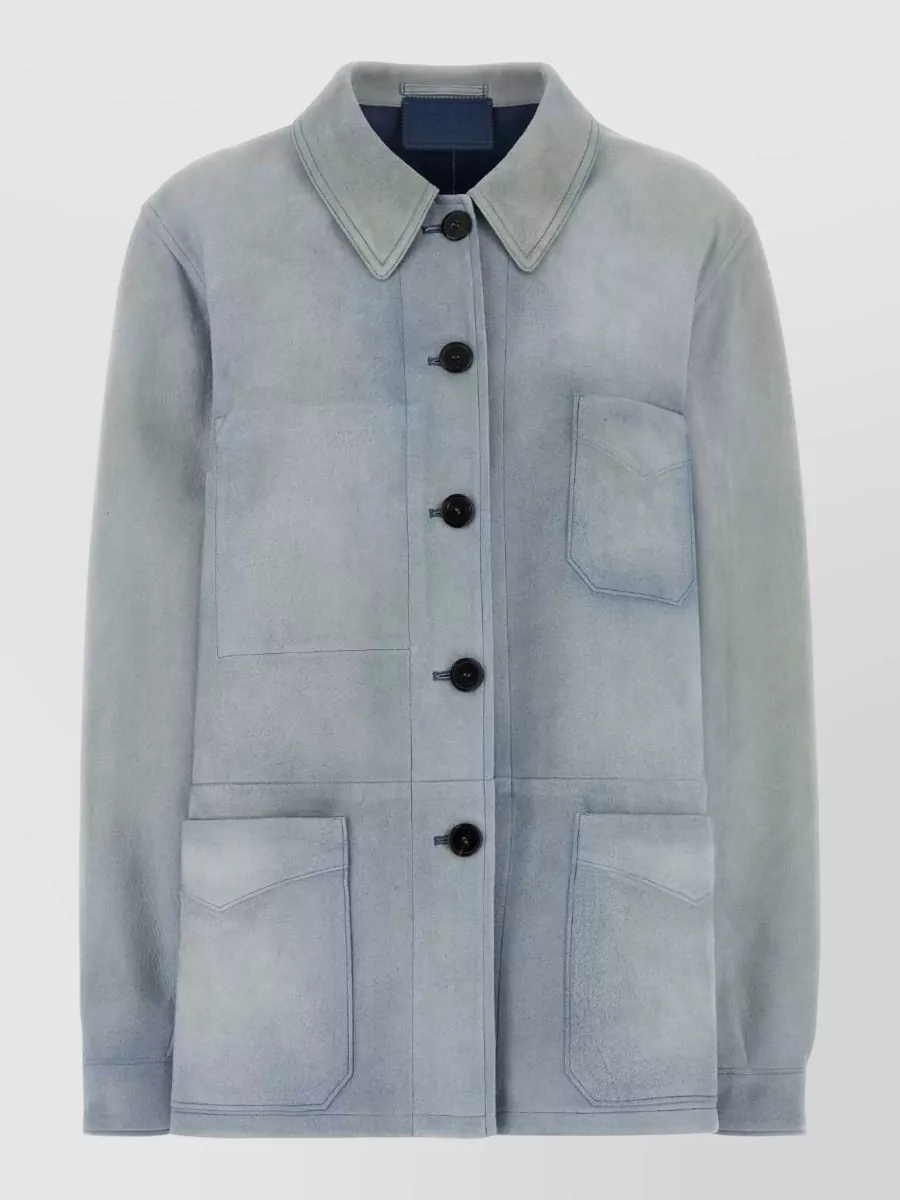 Prada Lamb leather single-breasted coat