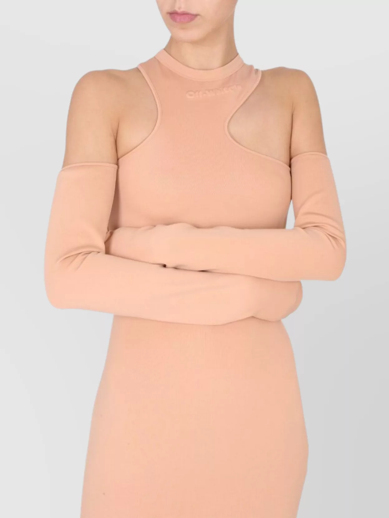 Off-White Asymmetric Halter Neck Mini Dress