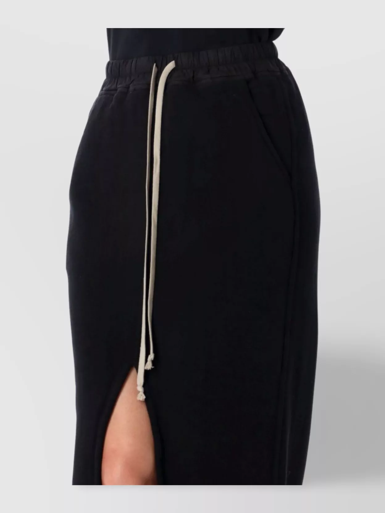 Rick Owens Drkshdw Drawstring Waist Skirt With Slit And Pockets In Black
