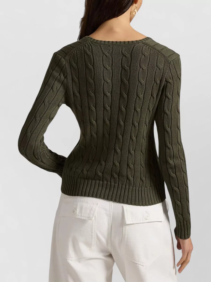 Polo Ralph Lauren Kimberly V Neck Cable Knit Sweater