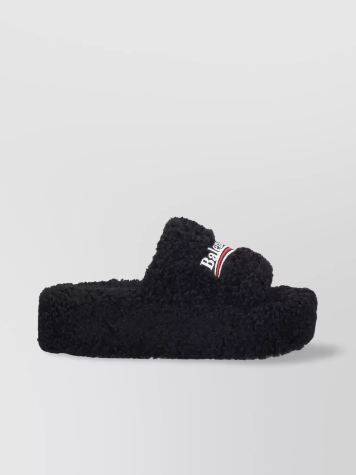 Balenciaga Heeled Sandals With Platform Sole And Faux Fur Texture