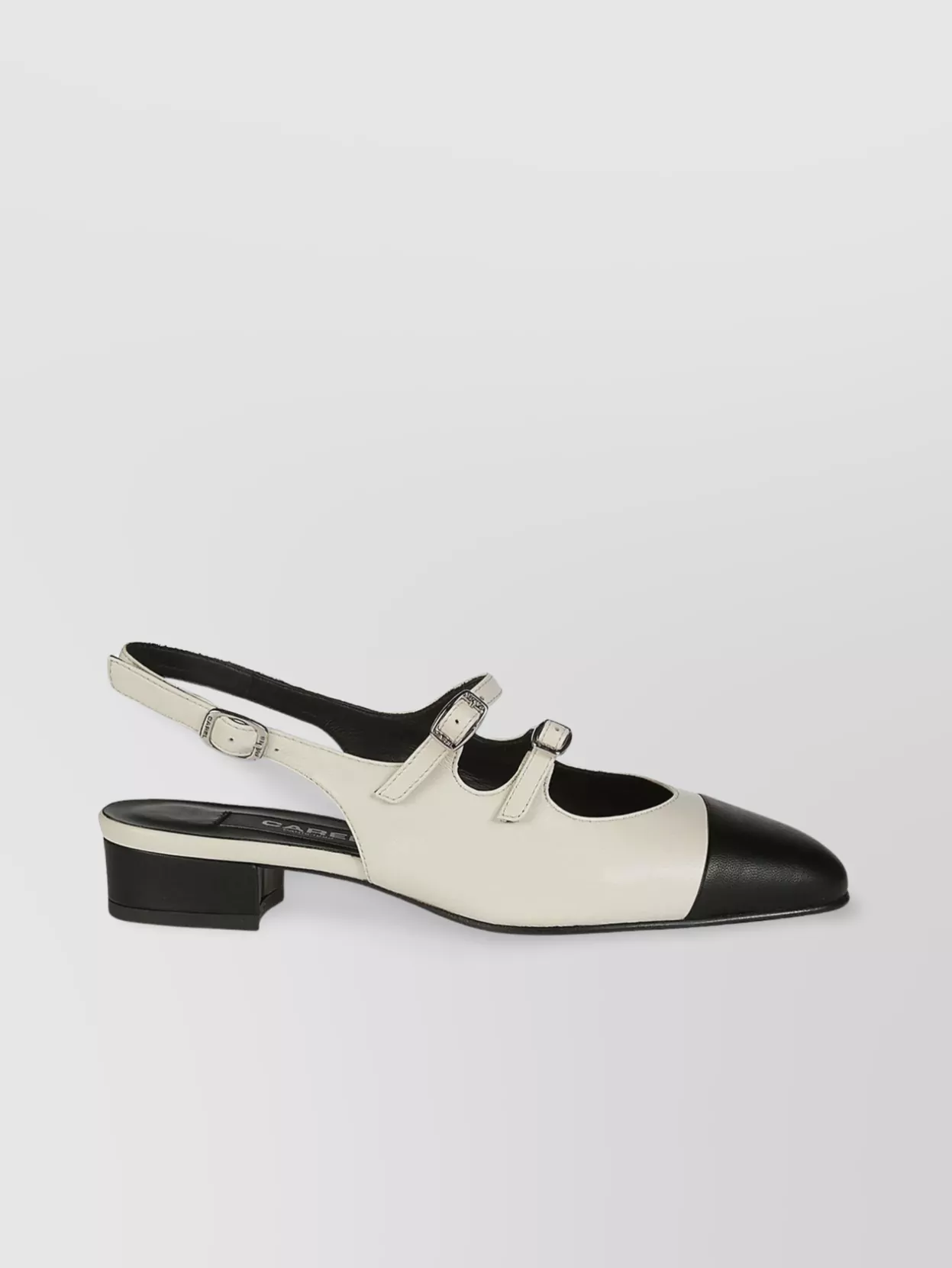 CAREL ALMOND TOE TWO-TONE LOW BLOCK HEEL