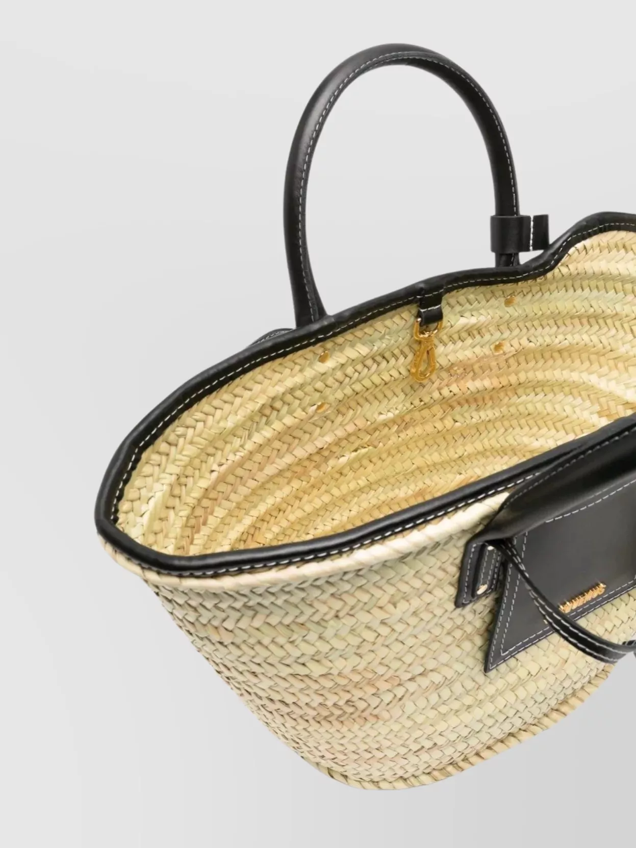 Jacquemus Woven Wicker Beach Bag With Contrast Stitching