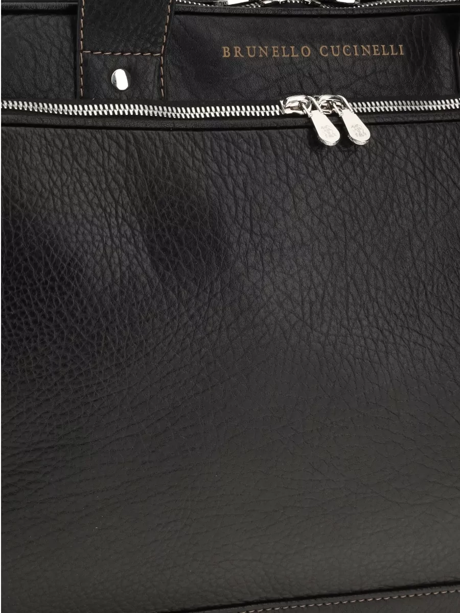 Brunello Cucinelli Leather Zip-Top Briefcase