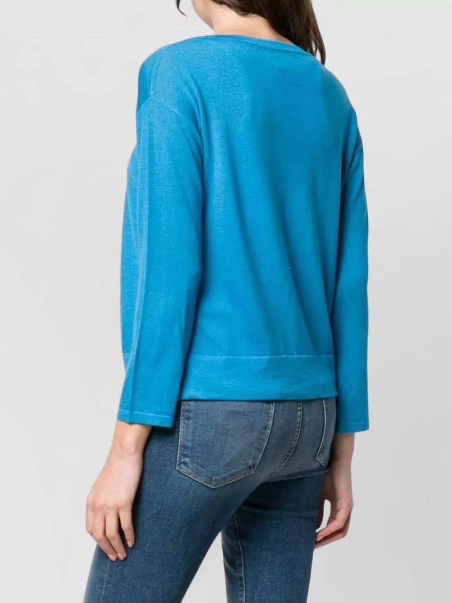 La Rose Fine-Knit Merino Wool Round-Neck Three-Quarter-Sleeve Cardigan