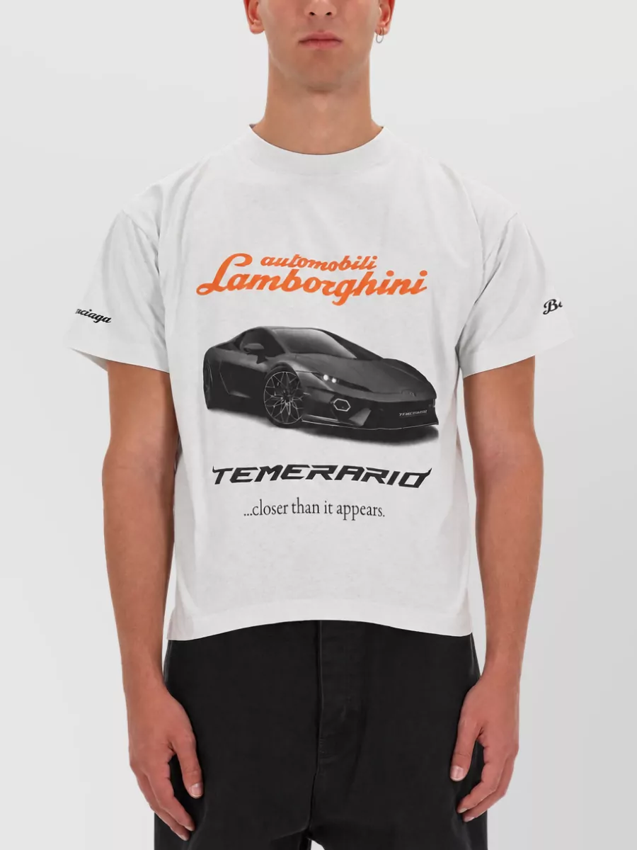 Balenciaga Cropped Crew Neck T Shirt Graphic Print