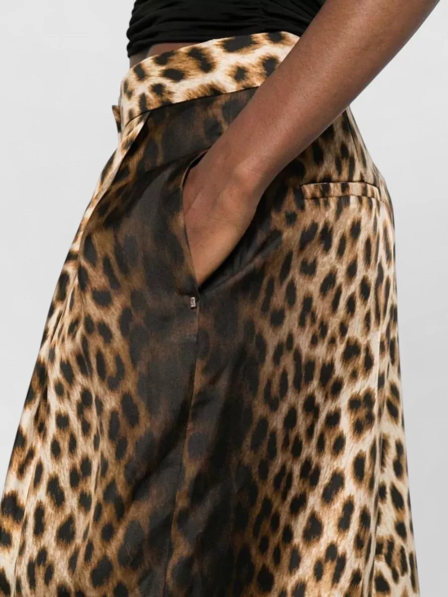 Sportmax Silk Pleated Animal-Print Tailored Shorts