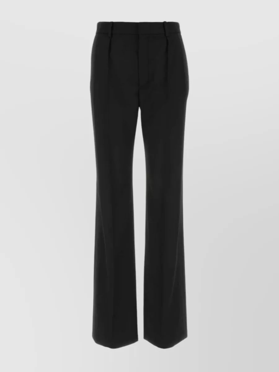 Shop Saint Laurent Flared Wool Pant With Front Crease In Black