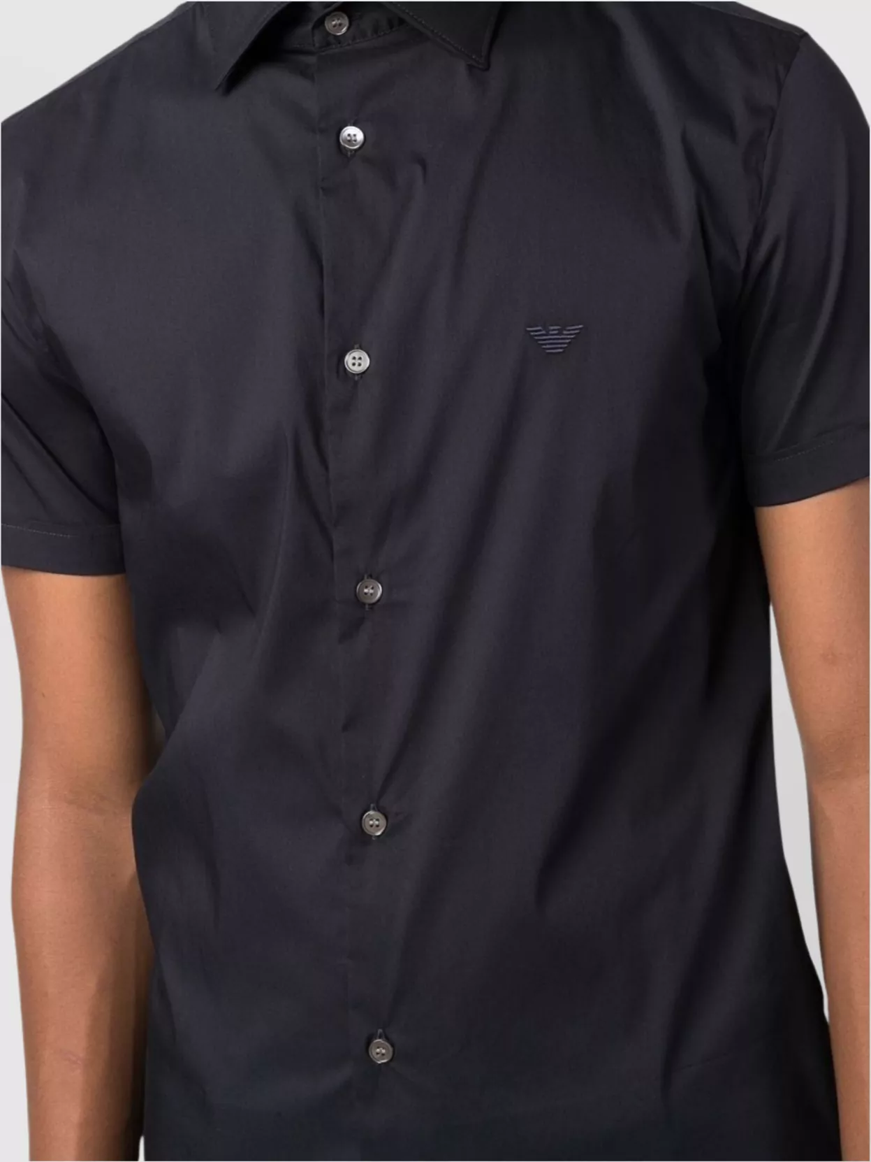 Emporio Armani Short Sleeve Spread Collar Cotton Shirt