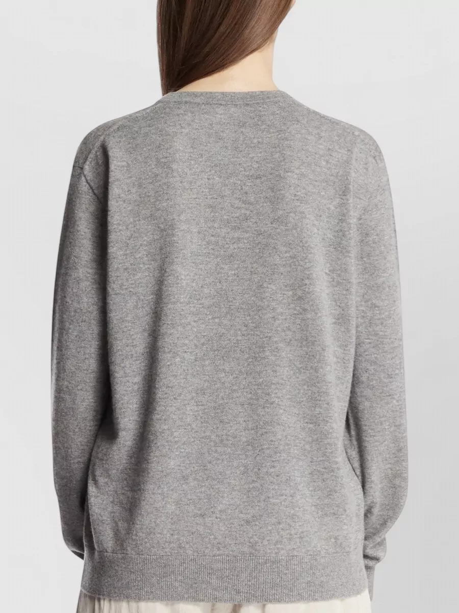 The Row Cashmere Fine-Knit V-Neck Long-Sleeve Jumper