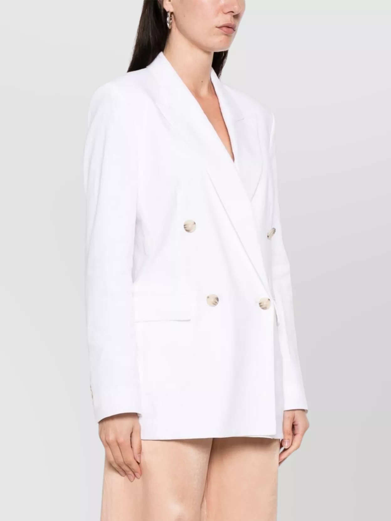Hugo Boss Boss Double-breasted Linen Blazer With Structured Shoulders