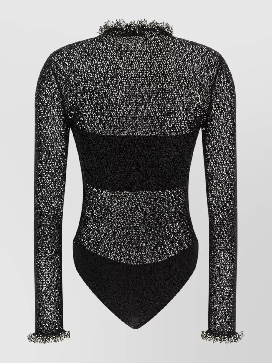 Self-Portrait Pointelle Knit Long-Sleeve Bodysuit