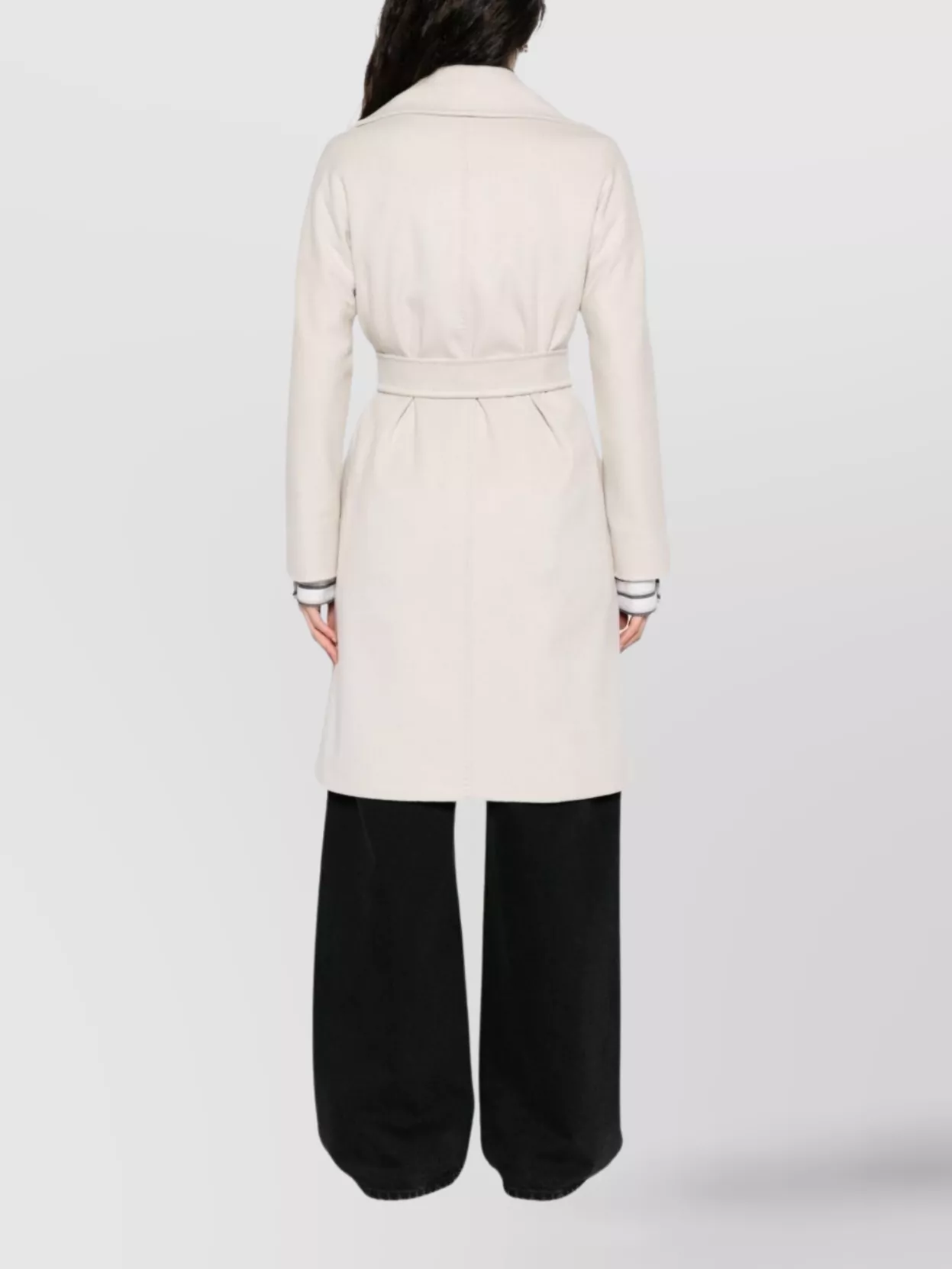 Max Mara Dravenna Wool Wrap Coat With Flared Kimono Sleeves In Neutral
