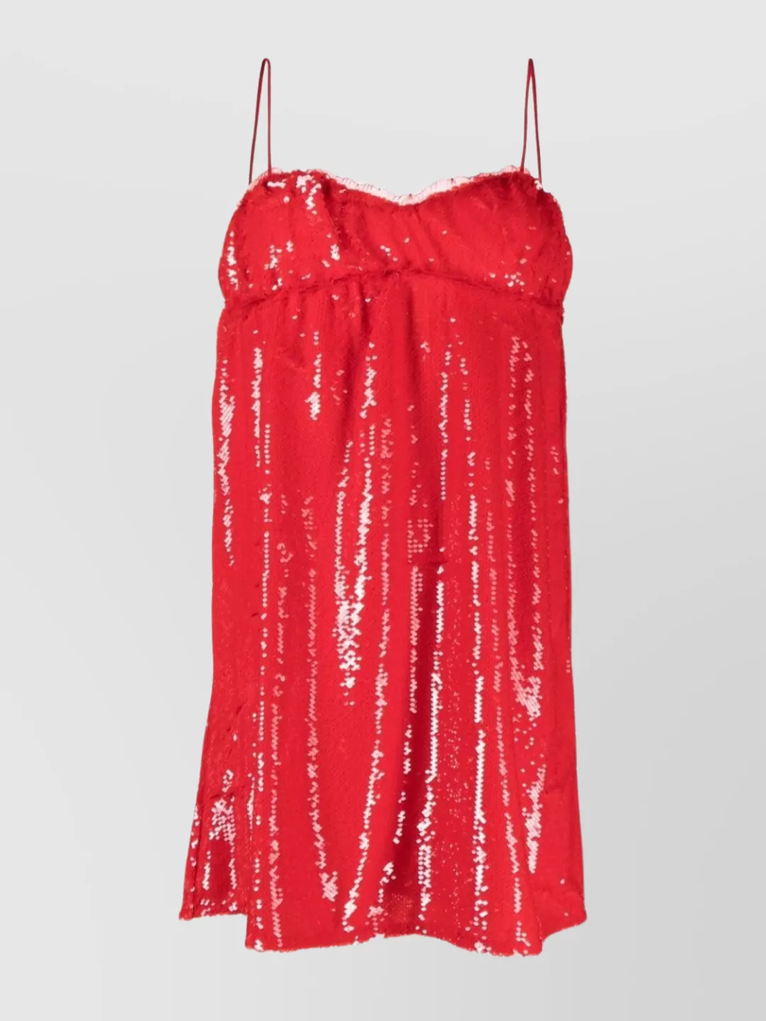 Shop Ganni Shimmering Sequin Mini Dress In Red