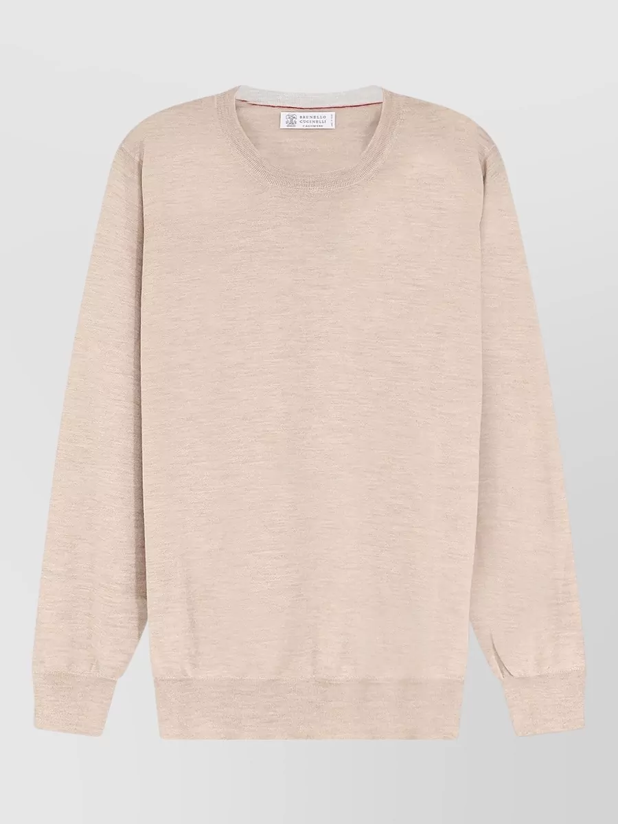 Brunello Cucinelli cashmere silk ribbed trim crew neck long-sleeve sweater